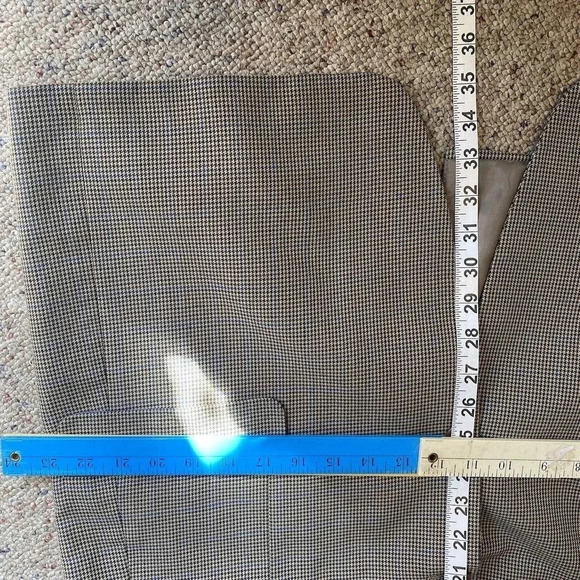 Chaps 2 Buttons Beige Plaid Suit Blazer Sport Coat Jacket Mens 46L Pockets - Picture 3 of 9